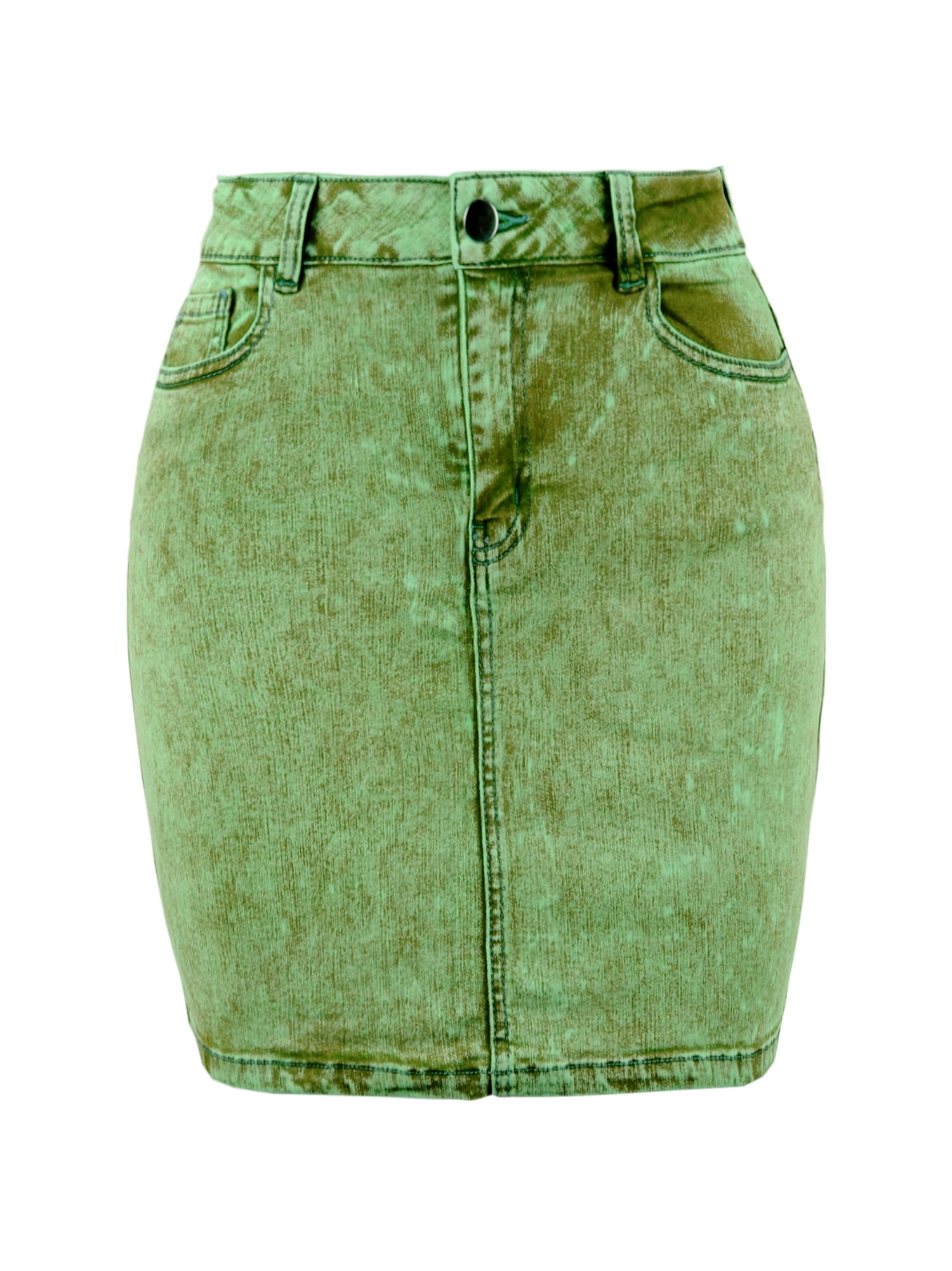 A2Y Women's Casual Rayon Denim Jean Short Mini Skirts Neon Green M ...