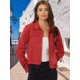 thumbnail image 2 of Chaqueta De Motociclista Con Bolsillos Planos Y Cuello Puntiagudo Casual Para Mujer Rojo XS, 2 of 5