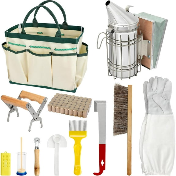 12pcs Bee Hives Starter Kit Beekeeping Supplies, Bee Keeping Supplies-All, Bee Supplies and Equipment with Bee Smoker, Honey Bee Hive Tools for Beginners and Bee Keeper