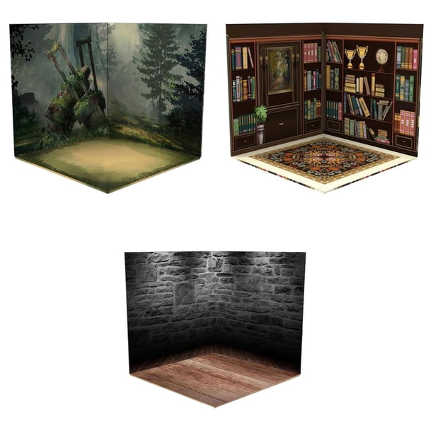 Organizador De Fondo 1/12, Colección De Exhibición Para Figuras De Acción, Muñecas, Bosque+1:12 Escena De Fondo Modelo Colección Diseño Pantalla Fondo Sala De Estudio+Fondo De Sunnimix none