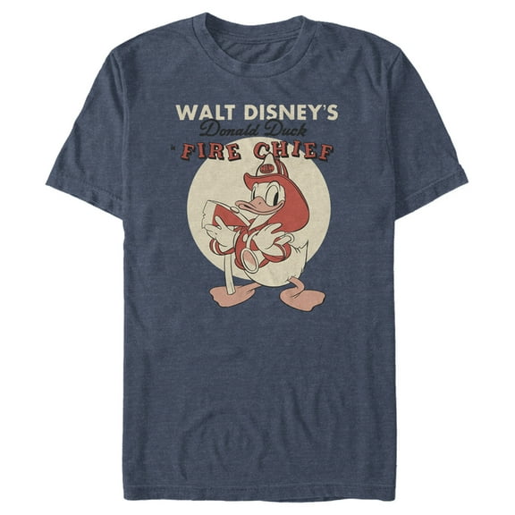 Men's Mickey & Friends Fire Chief Donald Graphic Tee Navy Blue Heather Small