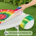 thumbnail image 5 of Colorful Rainbow Tie Dye Spiral Pattern Round Fitted Tablecloth with Elastic Edge,Dining Table Cover Waterproof,Outdoor Round Tablecloth for Camping,Dining,Indoor and Outdoor, 5 of 7