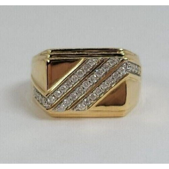 Forever Jewels 2Ct Round Cut Moissanite Men Cluster Engagement Ring 14K Yellow Gold Plated