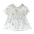 thumbnail image 2 of Visland Baby Short Sleeves , Girls Casual Tops Flower Embroidery A Line Puff Sleeve Lacework Cuff Tops Daily Wear, 2 of 8