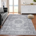 thumbnail image 2 of Retro Floral Print Area Rug, Vintage Distressed Low Profile Non Slip Floor Carpet, 2 of 8