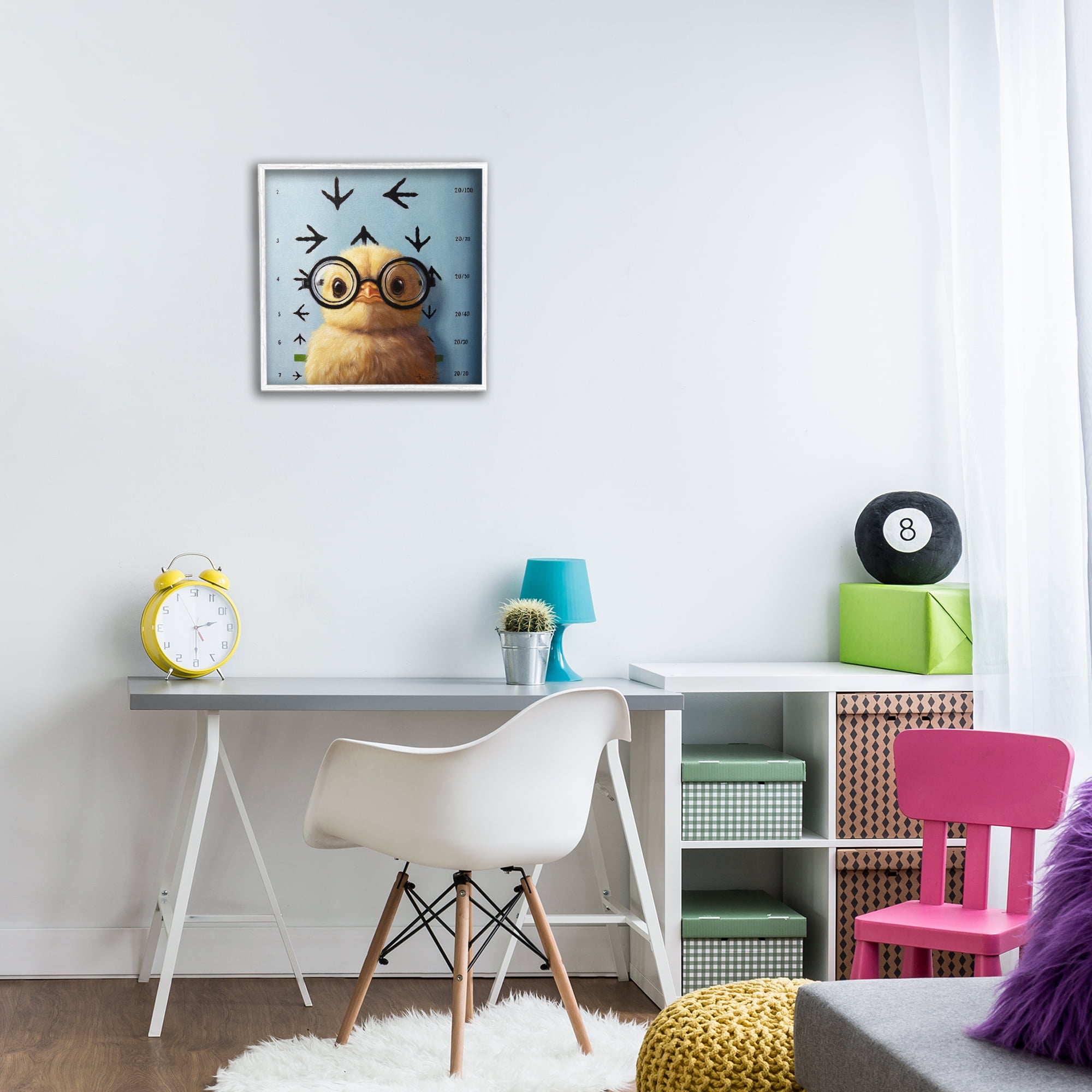 Four Eyes Chick Vision White Framed Giclee Art, design by Lucia Heffernan