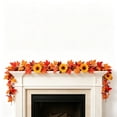 thumbnail image 5 of AUNVITO 68.90 Inch Fall Maple Leaf Pumpkin Garland, Sunflower Berry Season Hanging Vine, Front Door Fireplace Decor For Halloween Thanksgiving, 5 of 6