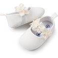 thumbnail image 3 of 2pcs/Set Newborn Baby Girl Princess Mary Jane Shoes Toddler Infant Wedding Dress Flat Shoes with Free Headband, 3 of 7