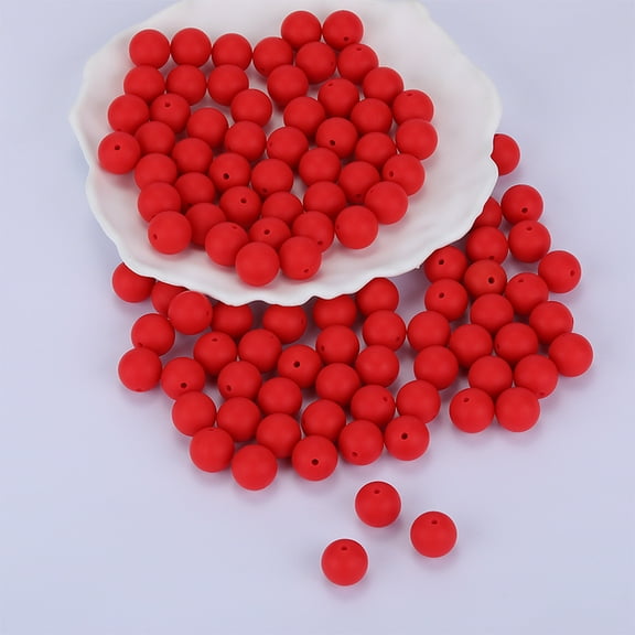 Silicone Round Silicone Focal Beads Red 15mm Hole: 2mm