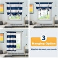 thumbnail image 3 of DriftAway Mia Stripe Pattern Room Darkening Tie Up Shades Curtain Adjustable Balloon Roman Curtain Rod Pocket for Living Room Kitchen 63"L x 45"W Navy, 3 of 7