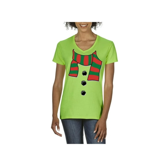 Normal is Boring - Women's T-Shirt V-Neck Short Sleeve, up to Women Size 3XL - Christmas Snowman Scarf