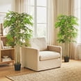 thumbnail image 2 of Outsunny 5FT Artificial Bamboo Tree Set of 2 in Pot with 1095 Leaves, Green, 2 of 10