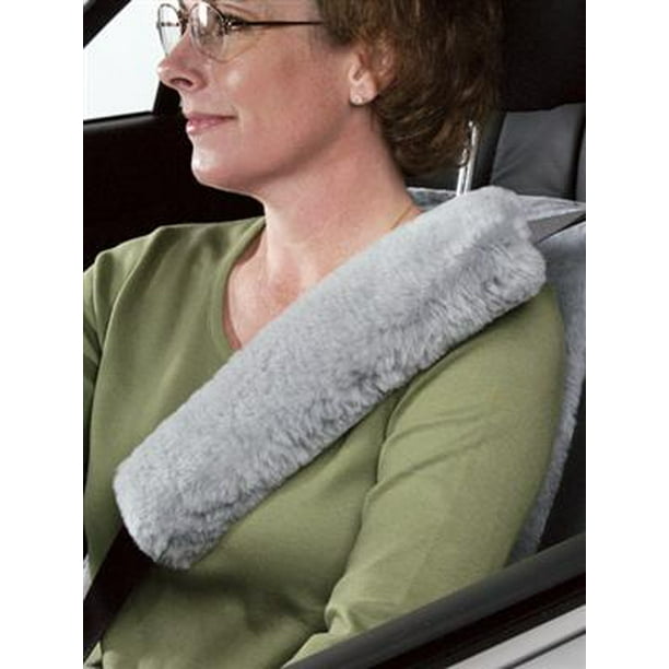 Genuine Sheepskin Seat Belt Cover Steel (light grey) Color California Car Cover