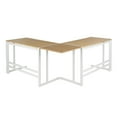 thumbnail image 3 of Roman Industrial "L" Shaped Desk In White Metal And Natural Wood-Pressed Grain Bamboo, 3 of 7