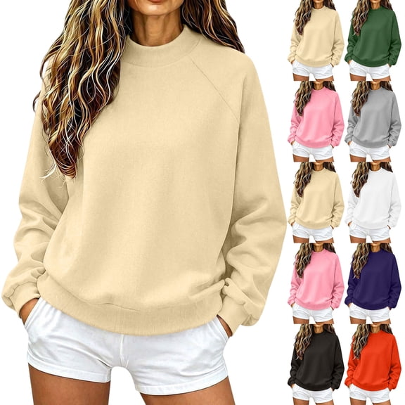 Women's Sweatshirt Casual Loose Turtleneck Ribbed Pullover Long Sleeve Shirts Fall Plus Size Tops for Women