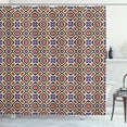 thumbnail image 1 of Geometric Shower Curtain, Composition of Shapes Ornamental Design in Halloween Colors Symmetric, Fabric Bathroom Set with Hooks, 69"W X 84"L Extra Long, Orange Lavender Black, by Ambesonne, 1 of 3