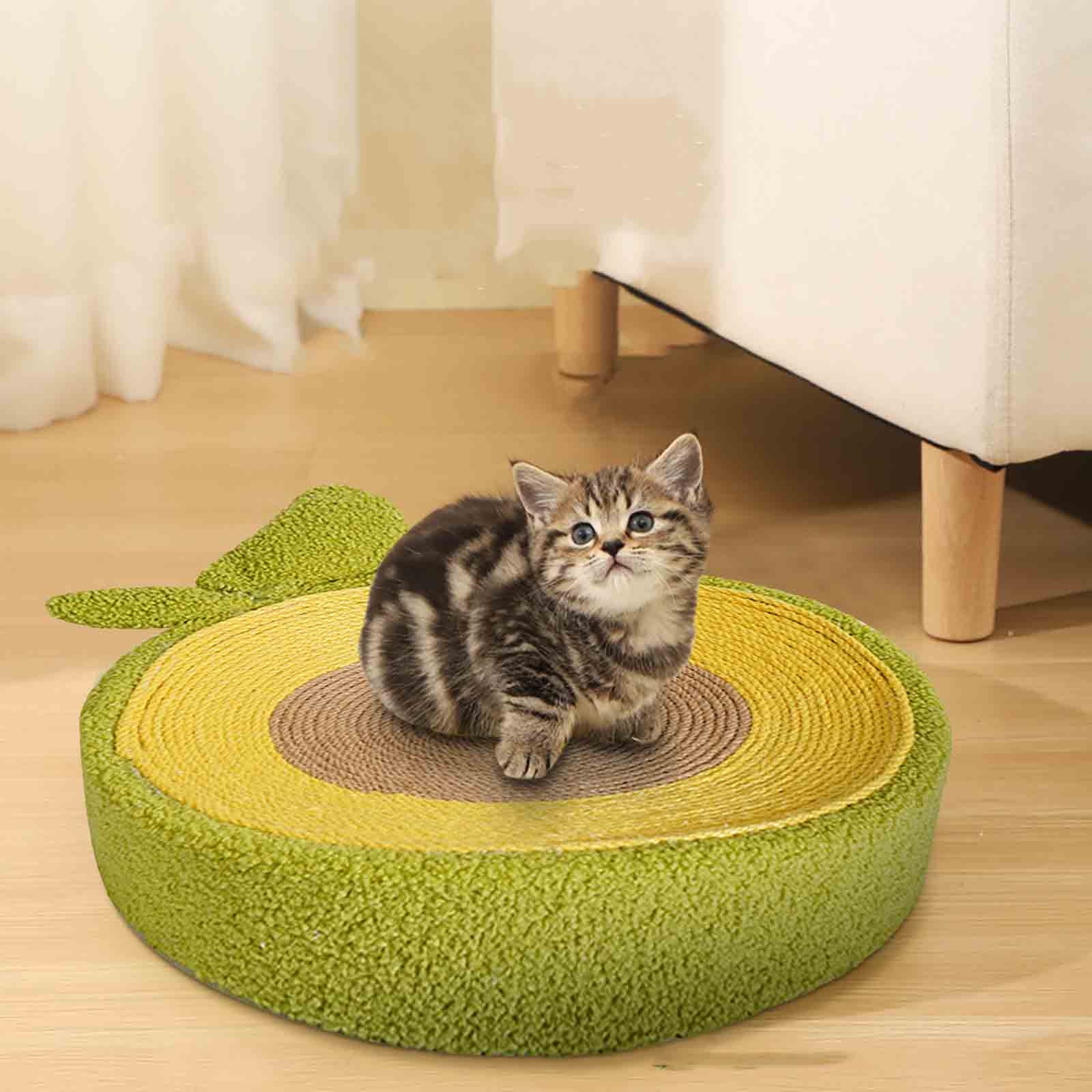 SIYTUAU Cat Scratcher Pad Bowl - Scratch Proof Scratching Post Pet Toy Mat Food Mat Round Design Green green