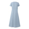 thumbnail image 5 of DYMADE Women Linen Summer Pullover Short Sleeve Basic Plain T-Shirt Dress, 5 of 5