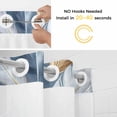 thumbnail image 5 of Modern Feather No Hook Shower Curtain Waterproof, Bathroom Curtains with Snap in Liners and See Through Top Window, Aesthetics Gold White Blue Minimalist Hotel Style Bathtub Curtains Shower 72"Wx84"L, 5 of 8