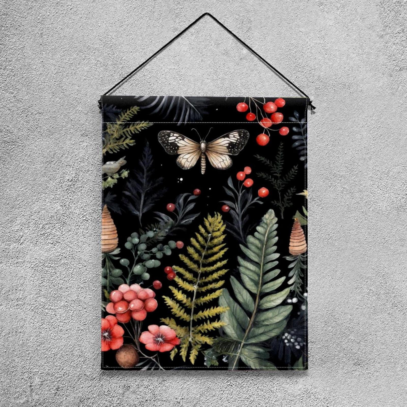 Natural Fir Branches Berries Flowers and Fern Double Sided Garden Flag Decorative Weather Resistant Yard Flag, Large DIY Vertical Flag for Farmhouse Patio Lawn, 28x40 Inch