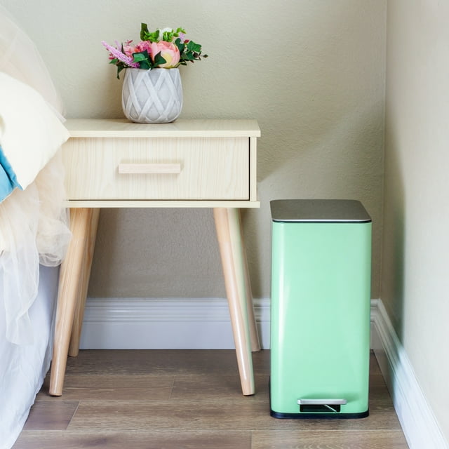 Qualiazero 2.6 Gallon Trash Can, Stainless Steel Step Bathroom Trash Can, Mint