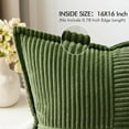 thumbnail image 2 of Moss Green Corduroy Pillow Covers 16x16 Inch with Splicing Set of 2 Super Soft Boho Striped Pillow Covers Broadside Decorative Textured Throw Pillows for Spring Couch Cushion Bed Livingroom, 2 of 12