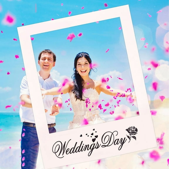 Worgeous Wedding Day Photo Frame DIY Photo Props Creative Photo Booth Wedding Favors Anniversary Wedding Decoration Party Supplies (White)