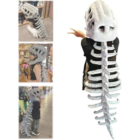Realistic Dinosaur Skeleton Plush Toys Set, Halloween Fun Skeleton Dinosaur Dress-Up Fossil Jumpsuit