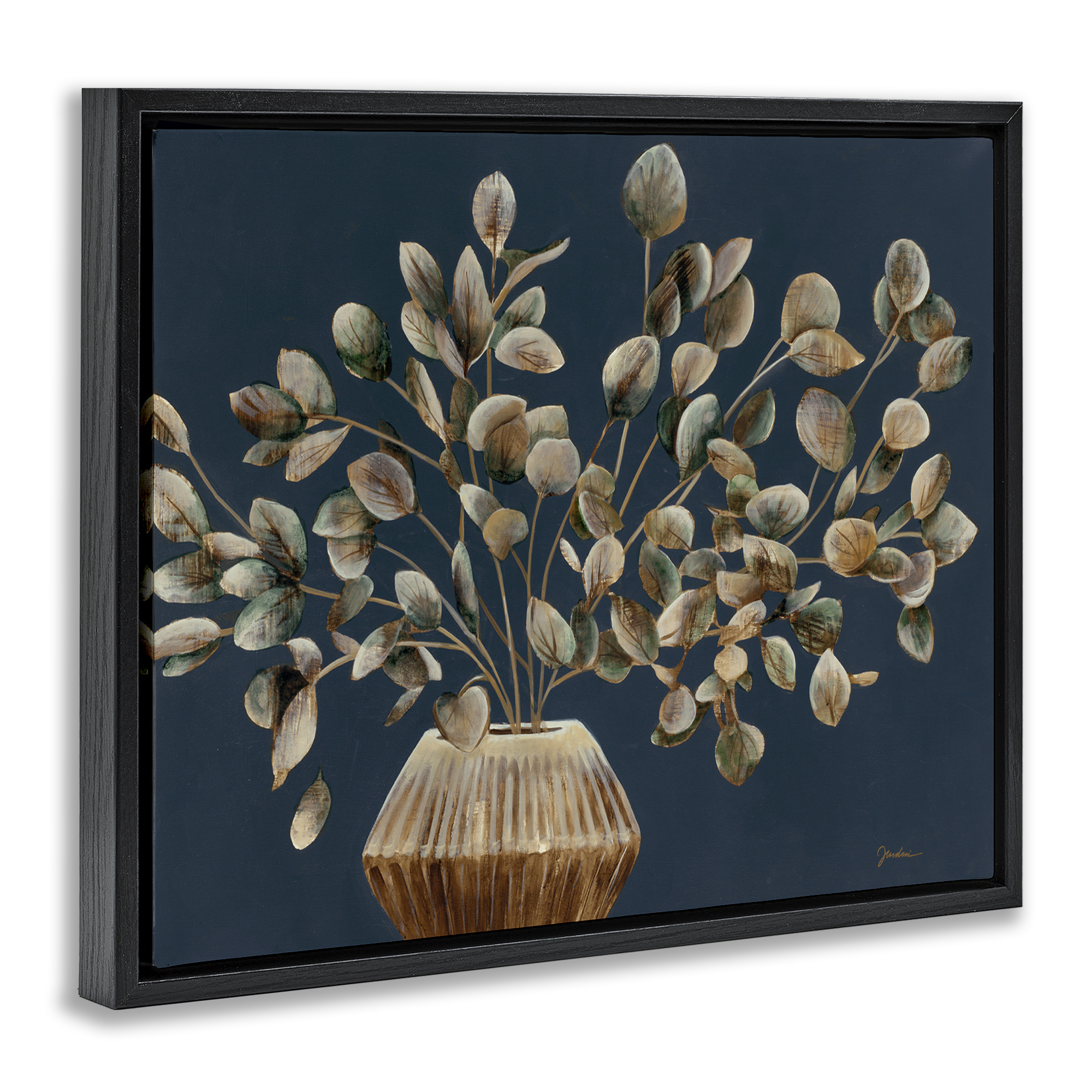 Stupell Industries Rustic Eucalyptus Leaves Botanical & Floral Painting Black Floater Framed Art Print Wall Art, 31 x 25