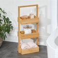thumbnail image 2 of mDesign Free-Stand Wood Bamboo 3-Tiered Storage Rack Shelf for Bathroom, Natural, 2 of 5
