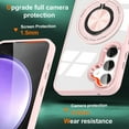 thumbnail image 2 of for Samsung Galaxy A16 5G Crystal Clear Case with Mag-Safe, Slim Protective Military Grade Shockproof Cover with Multi-function Rotation Ring Kickstand, Support Magnetic Car Mount Case, Pink, 2 of 7