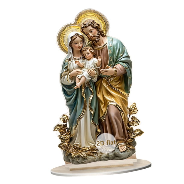 Placa decorativa navideña con diseño de la Sagrada Familia en acrílico en 2D. 114 cm x 20 cm
