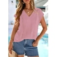 thumbnail image 3 of PRETTYGARDEN Spring Tops for Women Summer Fashion Clothes Dressy Casual Blouses Cap Sleeve V Neck Shirts Work Outfits, 3 of 10