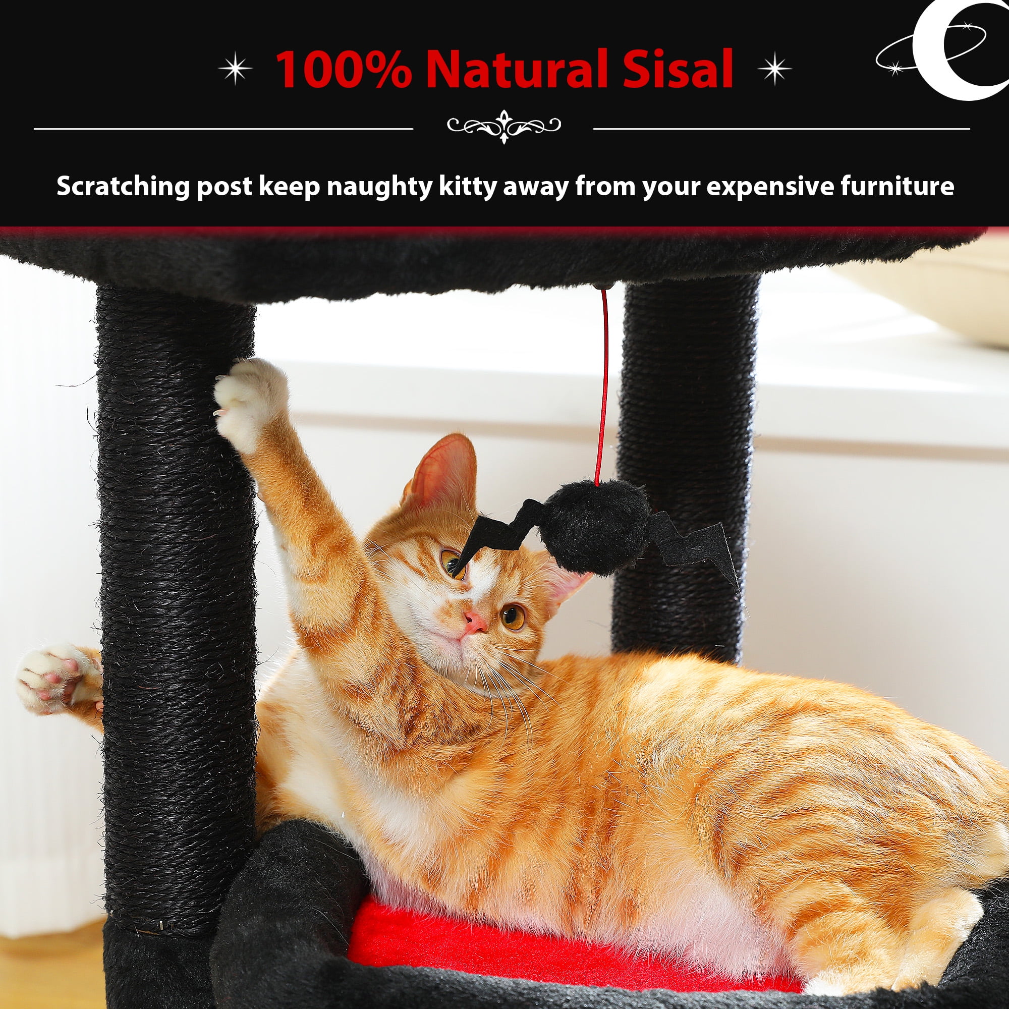 PAWZ Road Cat Tree Condo 27" Cat Tower with Large Top Perch and Scratching Posts for Kittens and Medium Cats, Black
