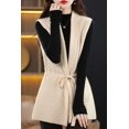 thumbnail image 5 of Chaleco de cuello en V de lana merino 100 % para mujer, cárdigan de punto corto, abrigo, suéter, chaqueta de moda de primavera y otoño 2022, 5 of 5