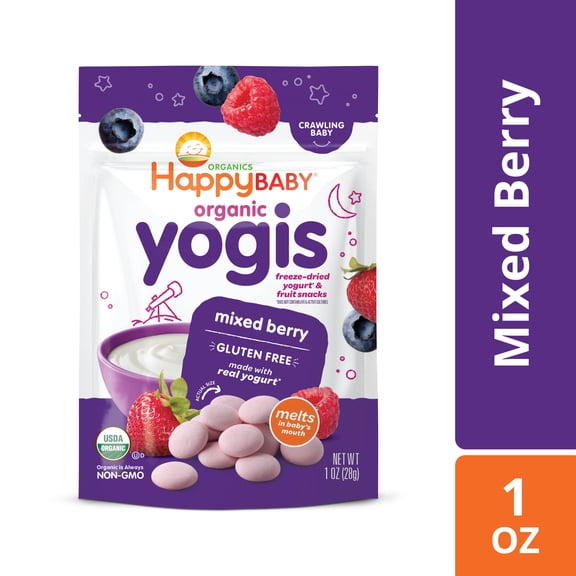 Happy Baby Yogis, Freeze-Dried Baby Snack, Mixed Berry & Yogurt Organic, 1 oz Bag