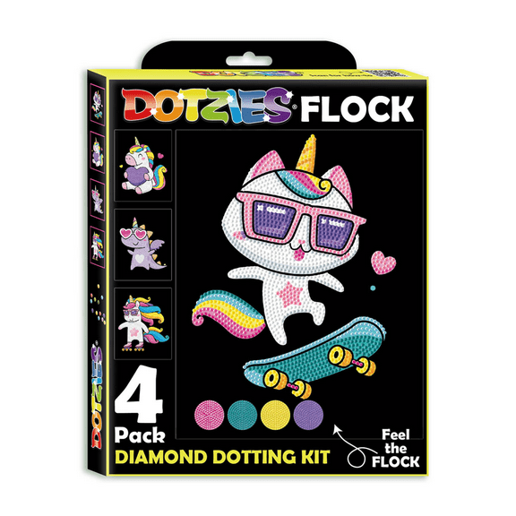 Diamond Dotz Neon Flock Unicorns Diamond Painting Kits for Adults - Colorful Diamond Art Kits a Relaxing Creative Craft Kit with Dotz Gems 10x8