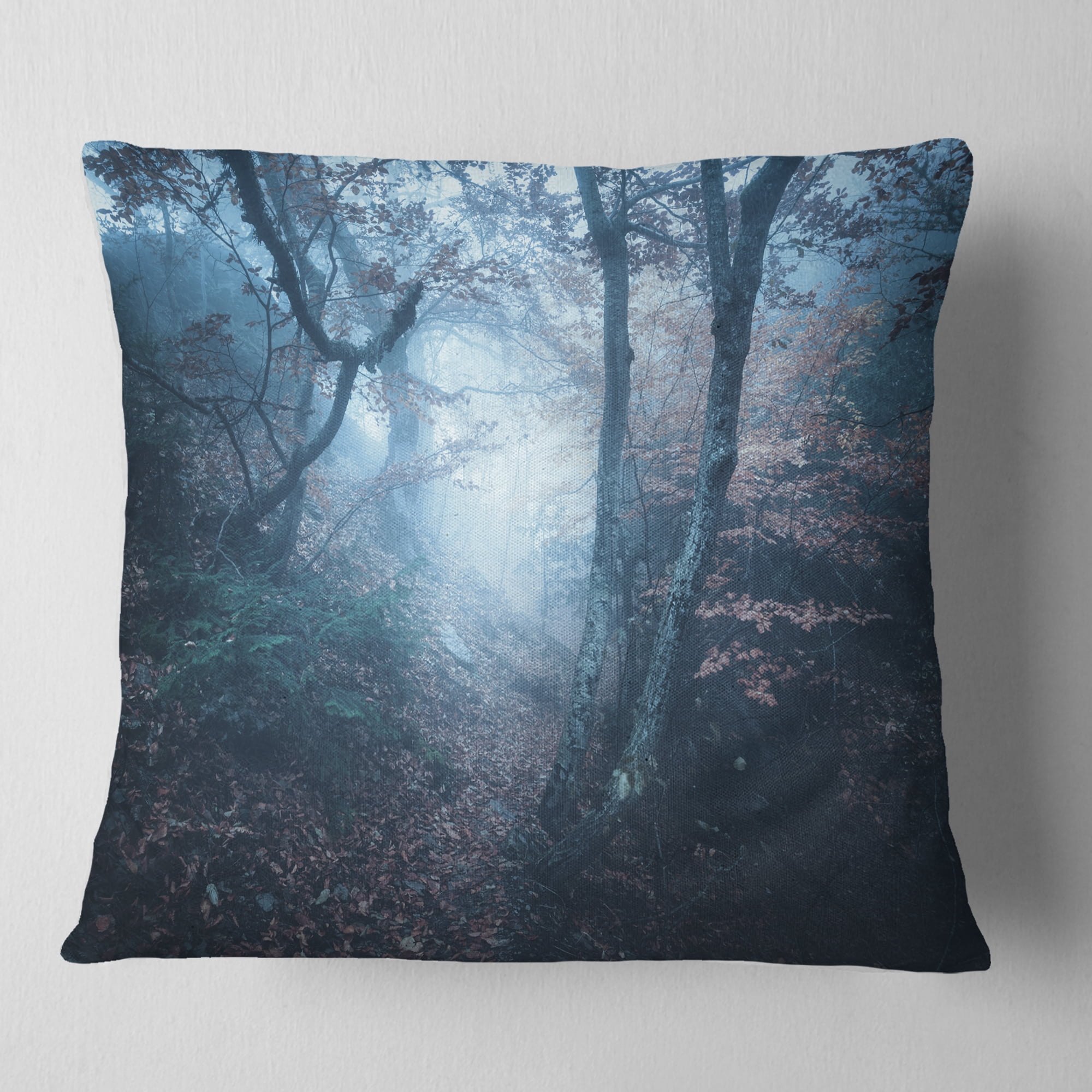 Designart Beautiful Autumn in Forest - Landscape Photography Throw Pillow - 16x16