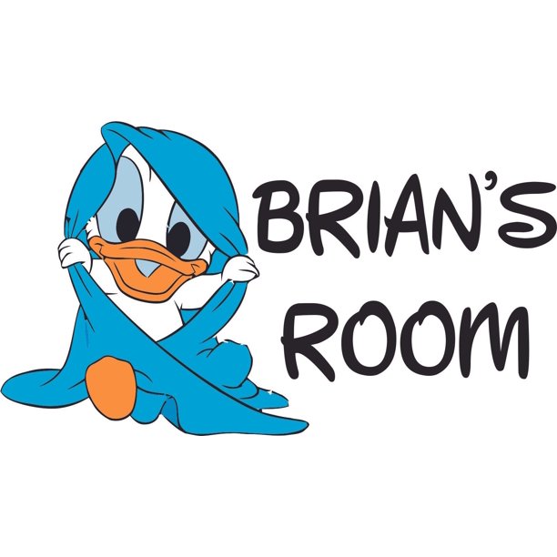 Cute Baby Donald Duck Cartoon Disney Customized Wall Decal Custom Vinyl Wall Art Personalized Name Baby