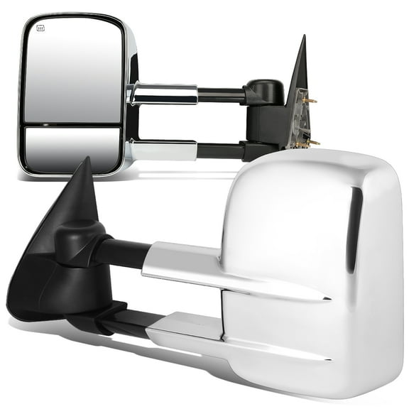 DNA Motoring TWM-001-T111-CH For 2003 to 2007 Silverado / Sierra Pair of Chrome Powered   Heated Glass   Manual Extenable Side Towing Mirrors 04 05 06