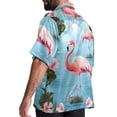 thumbnail image 3 of Flamingo Tropical Rainforest Men's Short Sleeve Beach Shirts, Hawaiian Printed Button Down Summer Casual Unisex Men's Shirts, 3 of 6