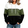 thumbnail image 2 of Asxite Women Fall Winter Tops Round Neck Long Sleeve Solid Spliced Hooded Knit Brushed Ribbed Pullover Shirts, 2 of 7