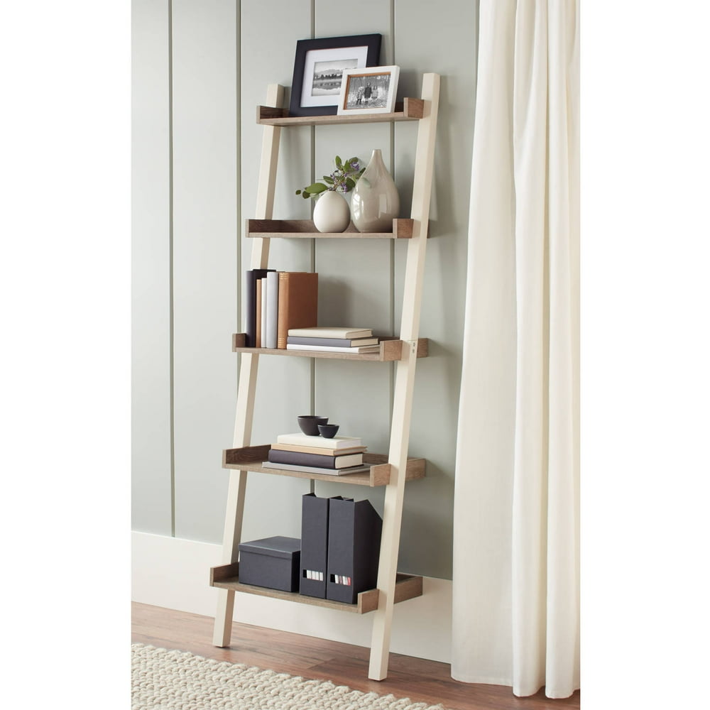 Better Homes & Gardens Bedford 5 Shelf Leaning Bookcase, Multiple