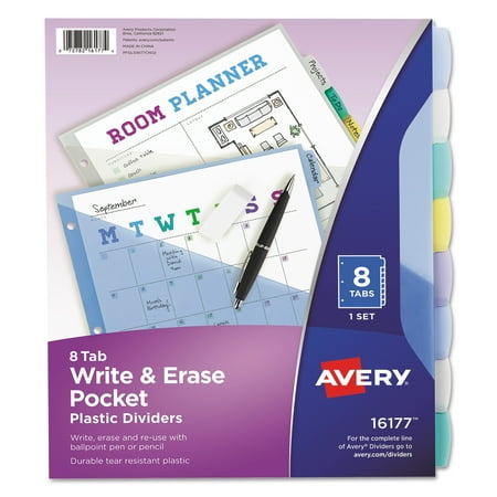 Avery Write-On Big Tab Plastic Dividers, 8-Tab, Letter