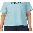 thumbnail image 3 of Plus Size Thea Cotton Logo Short-Sleeve T-Shirt Iced Aqua Fila Navy Biscay 1X, 3 of 3