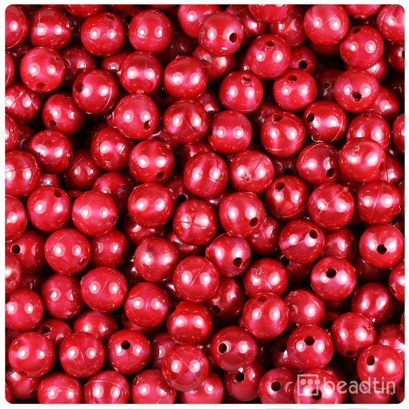 BeadTin Red Pearl 8mm Round Craft Beads (300pcs)