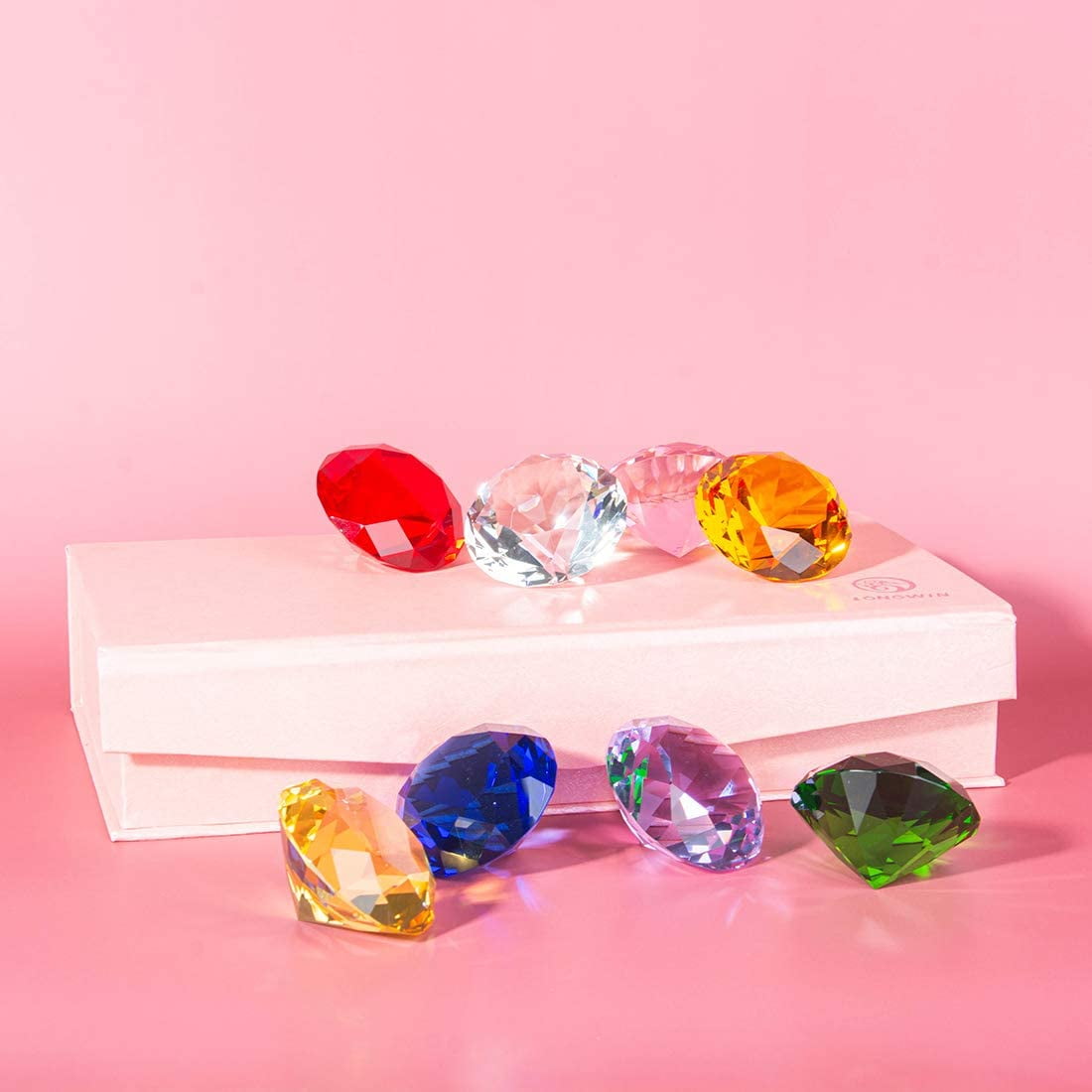 Longwin 30mm Crystal Diamond Glass Paperweight Home Decorations 8 Pieces