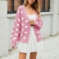 thumbnail image 6 of NAYTOAO Women Heart Print Cropped Cardigan Fall Long Sleeve V-Neck Open Front Knit Sweaters Casual Outerwear, 6 of 8