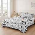 thumbnail image 2 of King Quilt Set 96''x106'', Black White Video Game Lightweight Bedspread Coverlet with 2 Pillow Shams, Console Computer Gaming Sketch Style Breathable All Season Quilt Bedding for Bedroom/Guest Room, 2 of 9