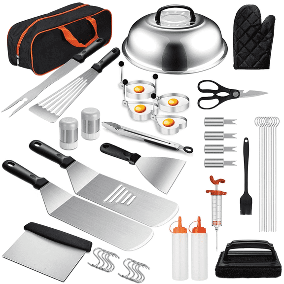 44PCS Griddle Accessories Kit,Stainless Steel Griddle Tools Set with Enlarged Spatulas, Scraper, Outdoor BBQ and Patio Party